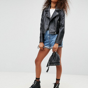 2018 di Alta Qualità Standard di Nero Sexy Giacca di Pelle Bomber Per Le Donne Per La Moda e Freddo - Product Image 1