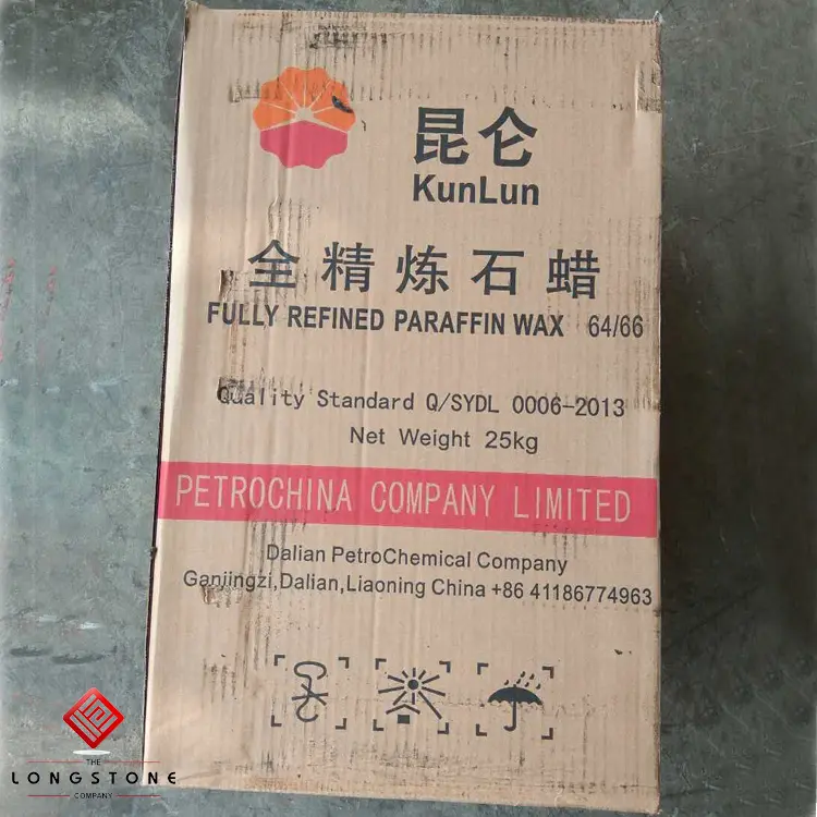 25kg solid fully-refined 64-66 degree paraffin , dalian kunlun brand