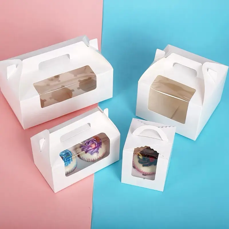 cheapest small cake box, mini cupcake packaging box with window