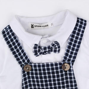 Mameluco a cuadros con lazo para bebé recién nacido Ropa de boutique de primavera + gato - Product Image 5