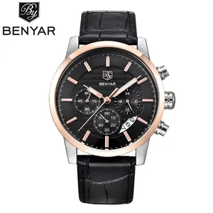 Benyar 5104 Hot Atacado China Chronograph Data Mens relógios Para Suit Impermeável Quartz Relógio De Pulso