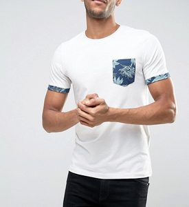 Moda 100% algodón de bolsillo en <span class=keywords><strong>el</strong></span> pecho de la impresión de la camiseta de t para los hombres - Product Image 1