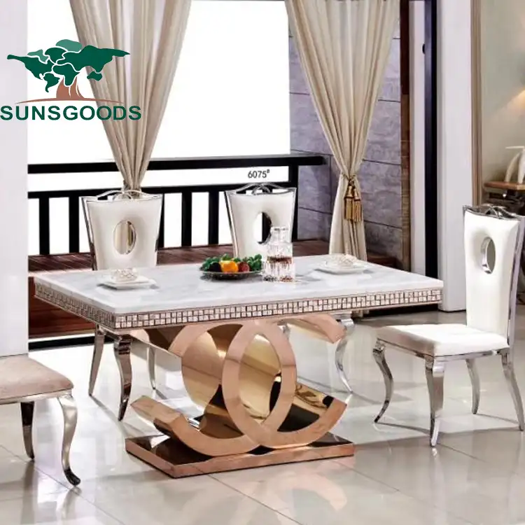 Fantezi kraliyet antika lüks büyük boy mobilya yemek masası ve sandalye seti yemek masası tasarım MDF yemek masası