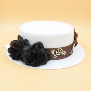<span class=keywords><strong>Sombrero</strong></span> de copa <span class=keywords><strong>Steampunk</strong></span> blanco Victoriano de lujo de estilo a rayas para <span class=keywords><strong>mujer</strong></span>, disfraz de Mago para fiesta de Halloween, 2017 - Product Image 3