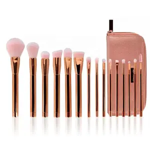 Cosmetische Tool Beroep 15 Stuk 14 Pcs Fancy Pro Rose Goud Roze Metalen Handvat Make-Up Borstel Set Met Tas