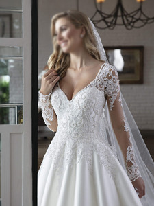 Vestidos de boda de lujo, de corte A, blanco, de manga larga, de princesa, para novia - Product Image 2