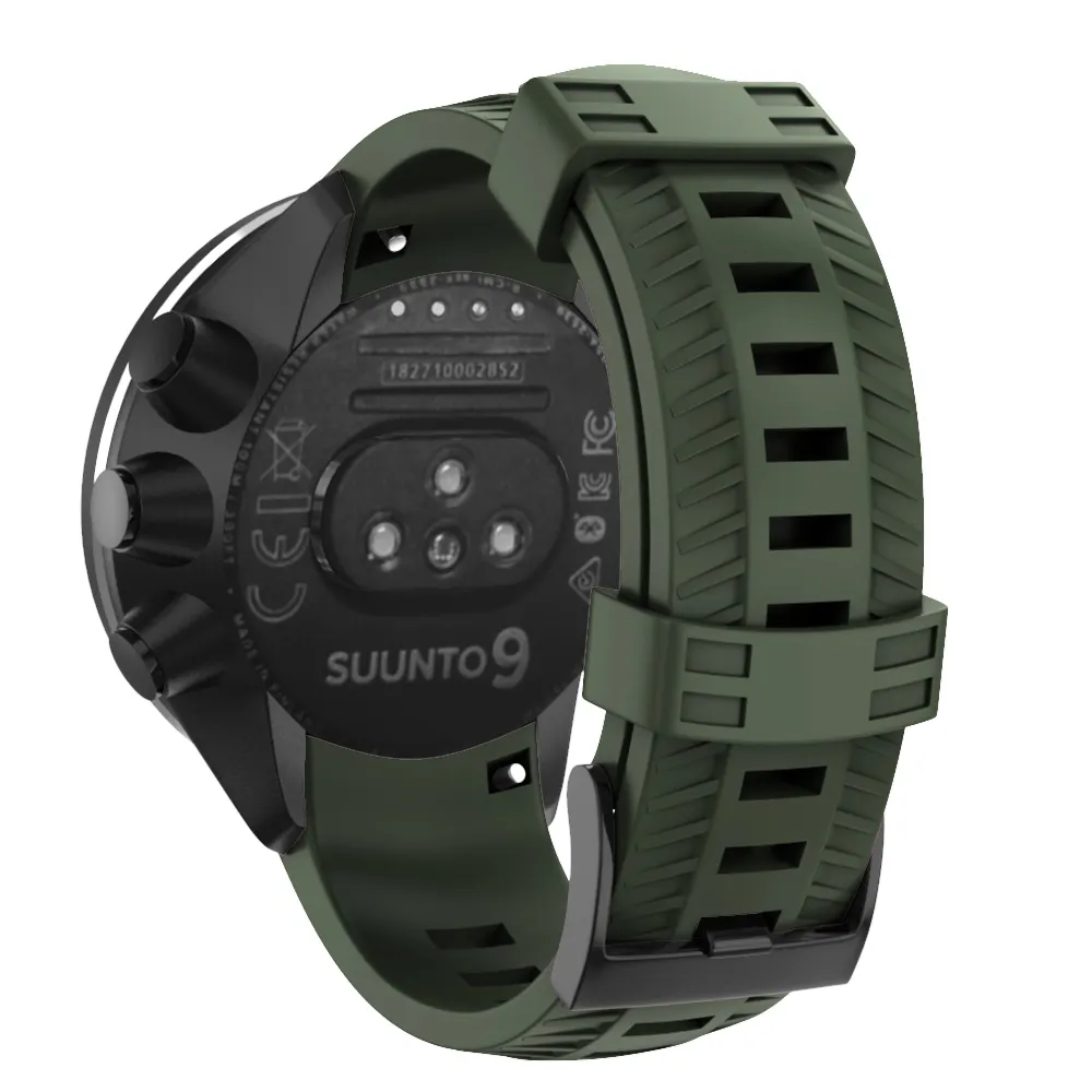 For Suunto 9/Suunto 9 Brao Outdoor Silicone Watch Band Strap Black Buckle Quick Release Rubber Replacement For Suunto 9/9 Brao