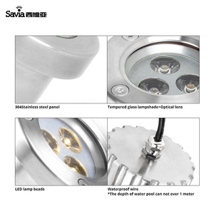 Savia de led al aire libre <span class=keywords><strong>piscina</strong></span> Luz Jardín <span class=keywords><strong>foco</strong></span> IP68 led impermeable led luz 3W de acero inoxidable bajo las luces de la fuente - Product Image 4