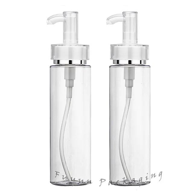 Fuyun Clear Plastic Pet Cosmetic Packaging 200ml Acrylic Shampoo Empty Lotion Bottle with Pump