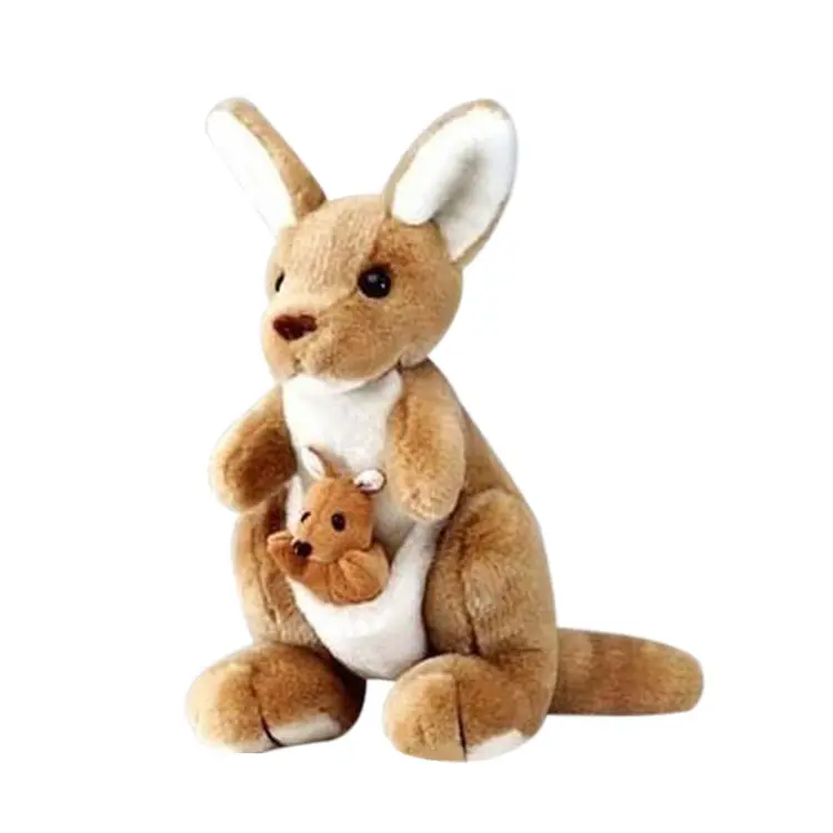 CE Certified Kangaroo Stuffed Plush Toy with Baby, Eco-Friendly PP