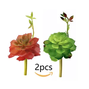 2 unids Artificial suculentas plantas y flores tropicales