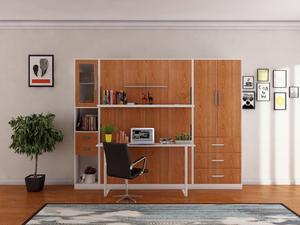 Cama plegable <span class=keywords><strong>de</strong></span> pared con diseño <span class=keywords><strong>de</strong></span> cama King doble, moderna, con estantería y Escritorio - Product Image 5