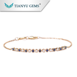 18 K plateó encanto ronda brillante corte moissanite oro <span class=keywords><strong>rosa</strong></span> al por mayor tenis pulsera - Product Image 1