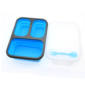 Pas cher Prix <span class=keywords><strong>3</strong></span> compartiment En Silicone Pliable Boîte à <span class=keywords><strong>Bento</strong></span> pour enfants - Product Image 4