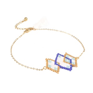hecho a mano miyuki delica cuentas de semilla geométrica colgante de diamantes pulsera de acero inoxidable <span class=keywords><strong>joyeria</strong></span> cadena - Product Image 1