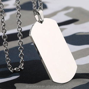 <span class=keywords><strong>Los</strong></span> hombres de alto pulido de acero inoxidable Etiqueta de perro de plata colgante collar 22 pulgadas de cadena - Product Image 2