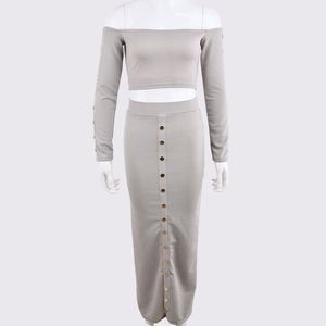 Nuovi Abiti Donna in Maglia a Maniche Lunghe con Spalle Scoperte Moda 2021 - Product Image 4