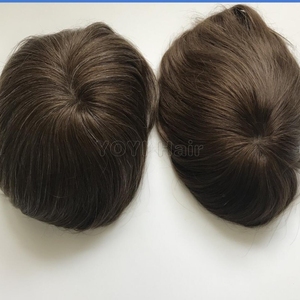 <span class=keywords><strong>Parrucchino</strong></span> da <span class=keywords><strong>Uomo</strong></span> in Capelli Umani Remy Annodati a Mano, Alta Qualità, 100% Capelli Veri, Full Lace Trasparente, Lunghezza Corta, Calotta Piccola - Product Image 5