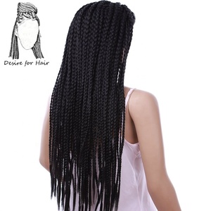 Parrucche Sintetiche Ignifughe di Alta Qualità, Nere, Viola, <span class=keywords><strong>Bionde</strong></span>, Lunghe 28 Pollici, con <span class=keywords><strong>Trecce</strong></span> Box Braids e Frontale in Pizzo - Product Image 3