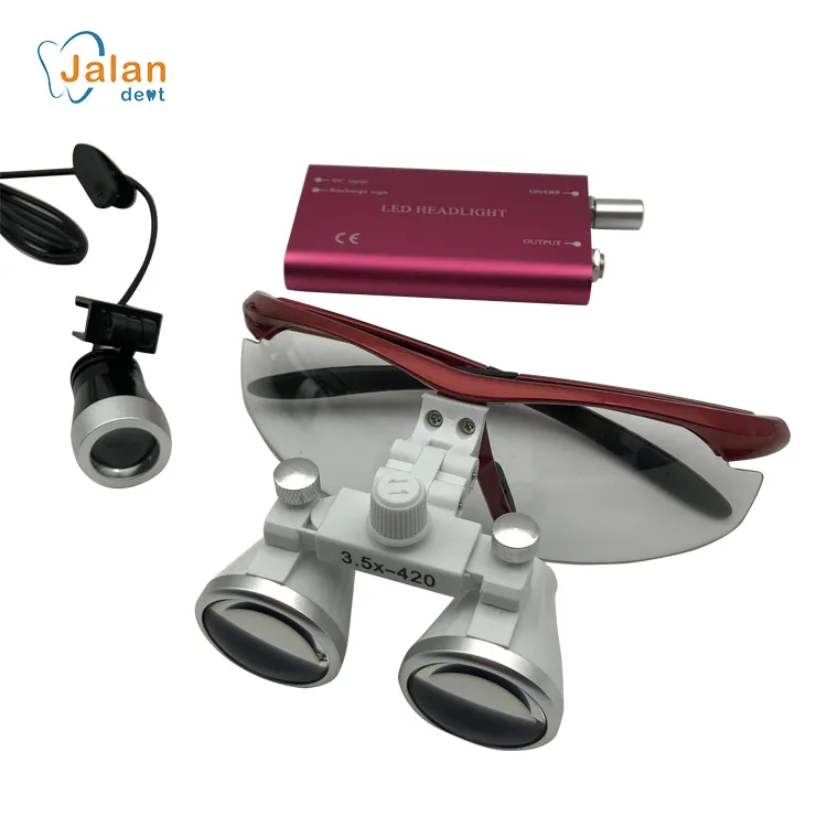 Hot Sale 5 Colors 2.5X / 3.5X Colorful Medical Surgical Binocular Dental Loupes With Head Light