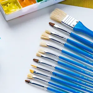 Hot sale mix a variety of sizes paintbrush set,12 pcs brush paint set,4 type handle colour