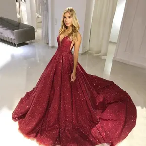 Long Sequins Sexy Glitter Luxury Real Picture Evening Dresses