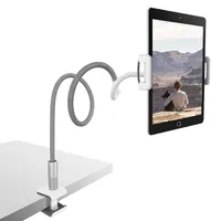 Cell Phone Clip On Stand Holder with Grip Flexible Long Arm Gooseneck Bracket Mount Clamp Compatible with phone laptop