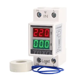 D37-2042 DINレールMulti機能Digital Meter AC 80-300V 0-100A 60A Ammeter Voltmeter Red Green LED Voltage Current Meter