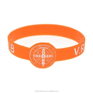 Pulseira de silicone saint benedict, pulseira católica de borracha romana