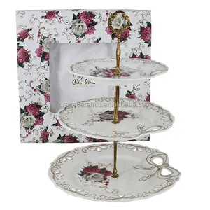 Reliëf Vintage Keramische Bone China Porselein Plaat Voor Wedding Cake Stand