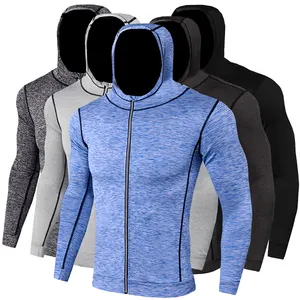 Blue Dark Gray Reflective Zip up Yoga Jacket Custom Logo Mens Sweatshirts Running Jacket Sportswear