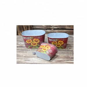 Galvanisent jardin pots de fleurs <span class=keywords><strong>en</strong></span> <span class=keywords><strong>ligne</strong></span> avec papier decal - Product Image 1