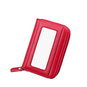 Zipper Véritable Titulaire de la Carte de Crédit En Cuir avec RFID Blocage Petit Accordéon Portefeuille - Product Image 3