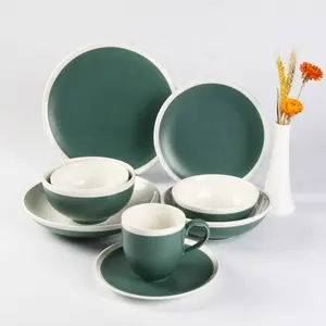 Restaurant Tableware Use Color Glaze Matte Dinnerware Sets Kuwait Porcelain for Hotel Restaurant Ceramic On-glazed Eco-friendly