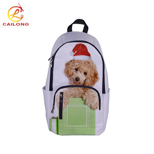 Durable perro lindo patrón de poliéster escuela mochila de mochila - Product Image 1