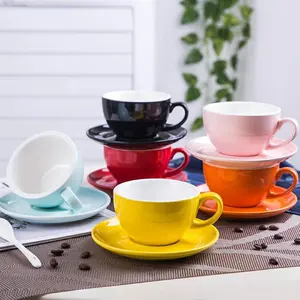 家居用品马卡龙彩色酒店用浓缩咖啡瓷杯和茶碟