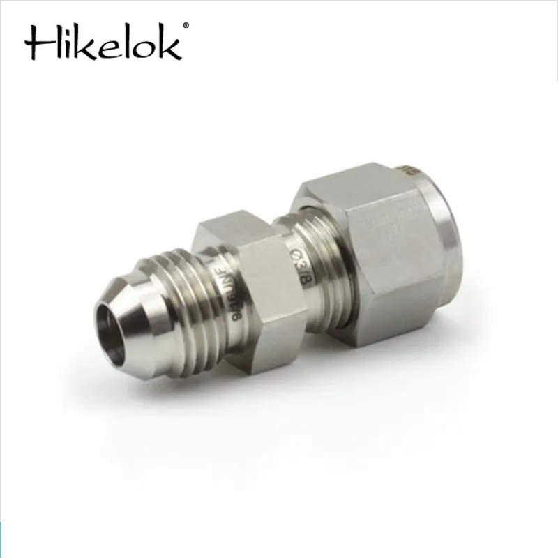 Hiklok เหล็กคู่ตัวเชื่อมต่อชาย Parker อุปกรณ์การบีบอัด316 SS 1/2 "3/8นิ้ว ISO เรียว BSPT เมตริกท่อข้อต่อ