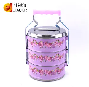 Custom Fashion Pink Food Grade Leakproof Metal Bento Lunch Box With Handle for Women