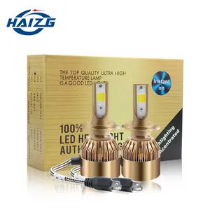 Haizg farol automotivo, farol de led de cor dupla, importado, com chip cob h7, cor amarela e branca, 3000/6000k