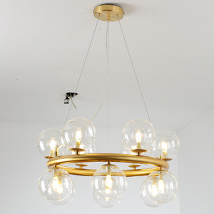 Moderne en métal doré bague bulle en <span class=keywords><strong>verre</strong></span> clair <span class=keywords><strong>suspension</strong></span> lumineuse décorative - Product Image 1