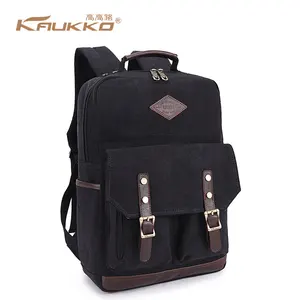 Canvas and Leather Rucksack Laptop Backpack Satchel Bag Knapsack School bag