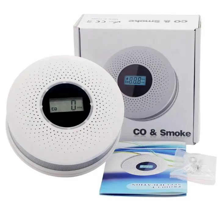 Alarma de monóxido de carbono + alarma de humo compuesto 2-en-1 detector de gas