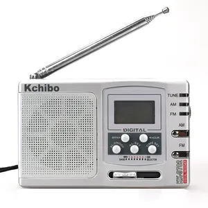 FM/MW/SW1-7 Sensitivitas Tinggi Tampilan Digital Radio dengan Jam