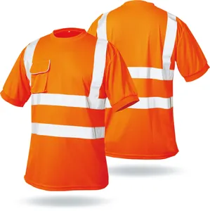 EN20471 Custom 100% Polyester Security Reflective Polo Long Sleeve High Visibility Hi Vis Work Safety T Shirt