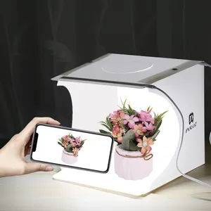PULUZ 20*20 cm Mini Pieghevole <span class=keywords><strong>Fotografia</strong></span> In Studio 20 centimetri led shooting tenda box con 6 colori fondali - Product Image 2