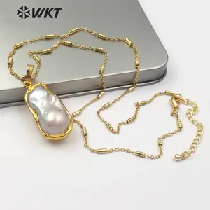 WT-JN063 unregelmäßige Form Schmuck Natural Pearl Anhänger Spezifisch Jede andere Hälfte der vergoldeten gewickelten Perlenkette