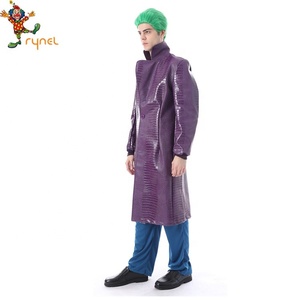 Alta calidad púrpura de cuero de los hombres abrigo de películas de Halloween disfraz de payaso - Product Image 4