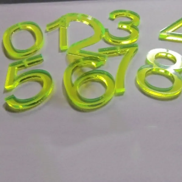 Fluorescentes transparentes Laser Cut Acrílico Números Laser Cut Charme Lucite Block Letters