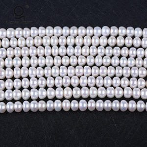 Daking AAA grado Natural Color botón en forma de pan Real perla agua dulce Cadena de joyería - Product Image 3
