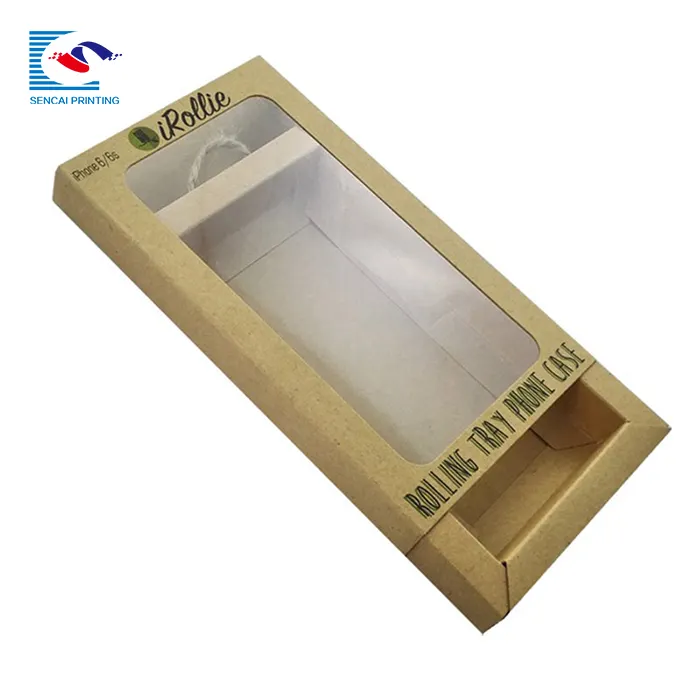 SENCAI Giá Rẻ Hơn Tùy Chỉnh In Cán Tray Trường Hợp Kraft Giấy Hiển Thị Hanger Box Với Pvc Cửa Sổ